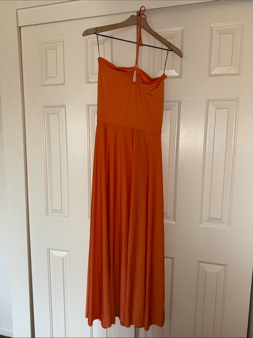 Orange Spaghetti-Strap Maxi Dress
